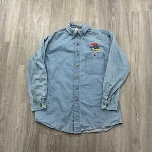 Vintage Chase Authentics Jeff Gordon Denim Shirt Men's Medium Blue Jean Nascar